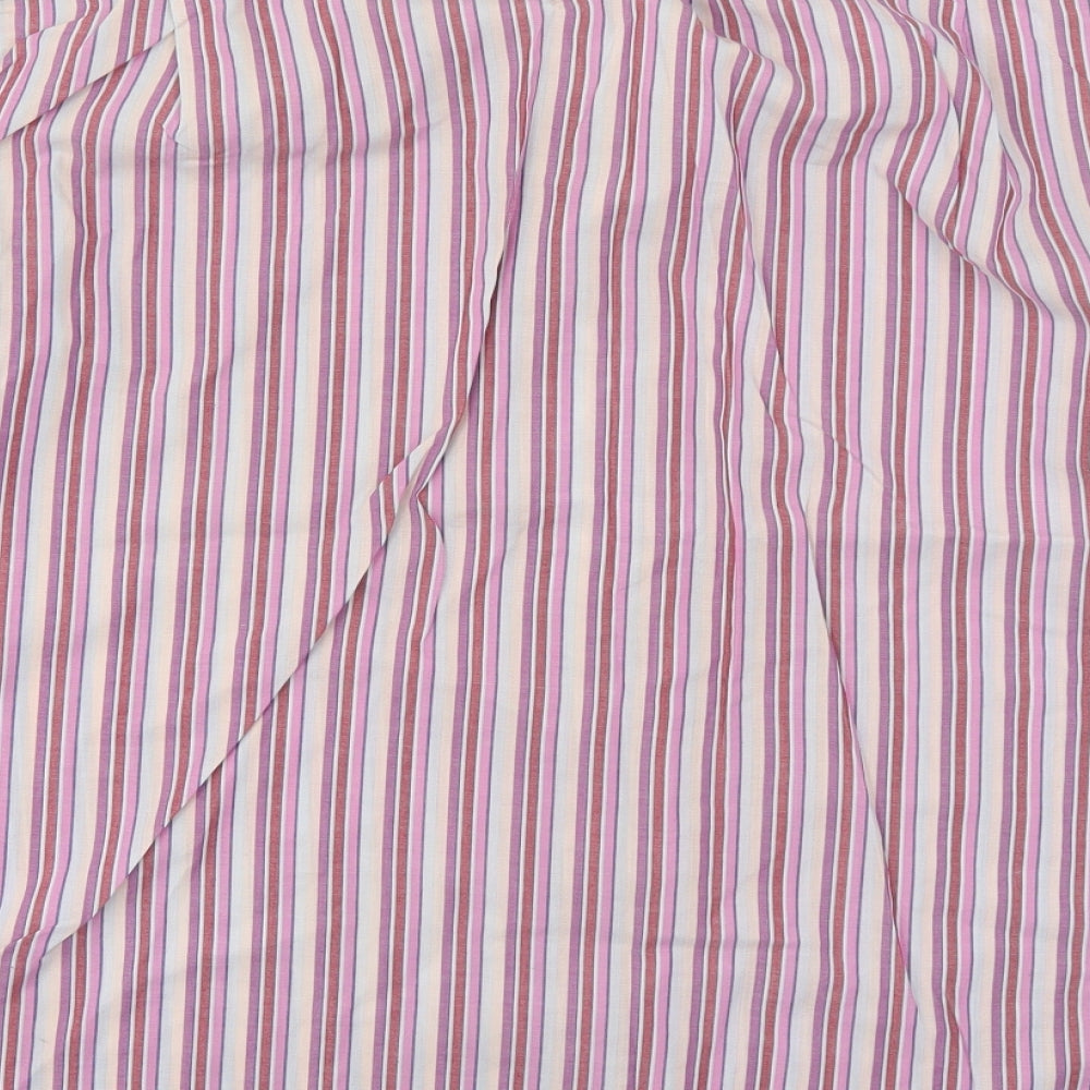 Peter England Mens Pink Striped   Button-Up Size 16