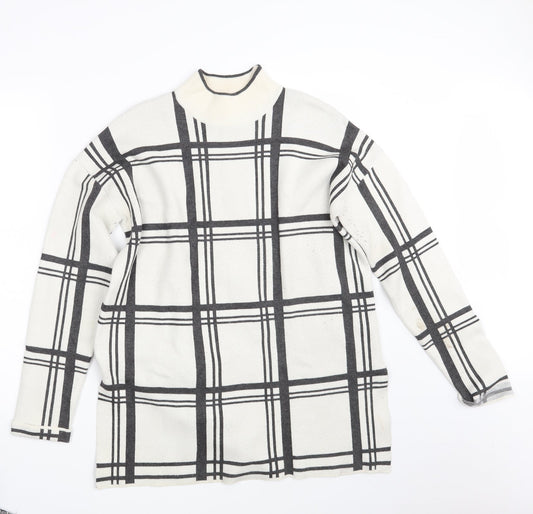 Topshop Womens White Check Knit Pullover Jumper Size 12