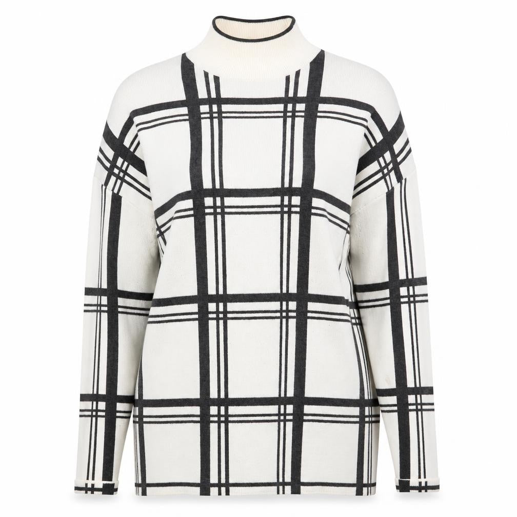 Topshop Womens White Check Knit Pullover Jumper Size 12