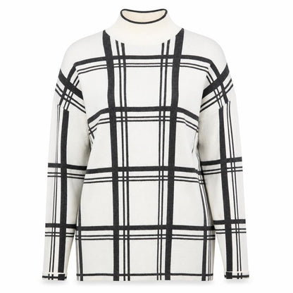 Topshop Womens White Check Knit Pullover Jumper Size 12