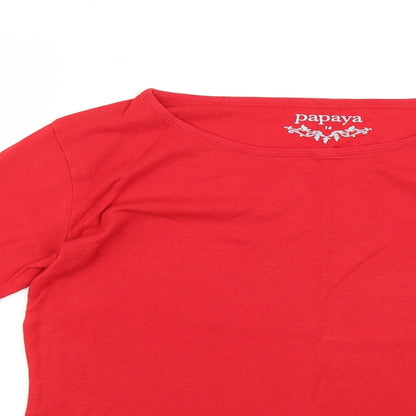 Preloved Papaya Womens Red   Basic T-Shirt Size 14 - Detail