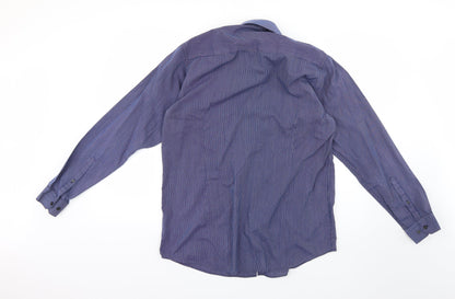 Cedarwood State Womens Blue Striped Basic Button-Up Size 16
