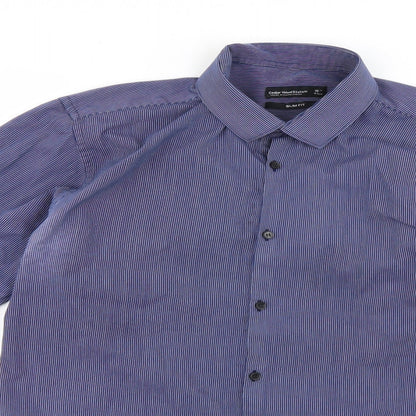 Cedarwood State Womens Blue Striped Basic Button-Up Size 16