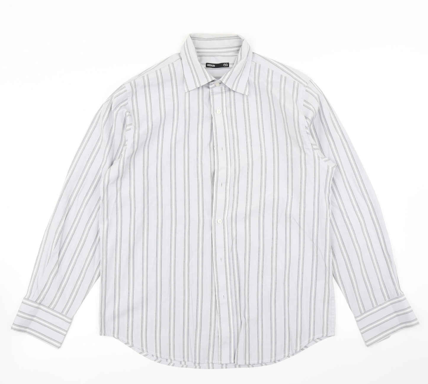 EA Mens Blue Striped   Button-Up Size M