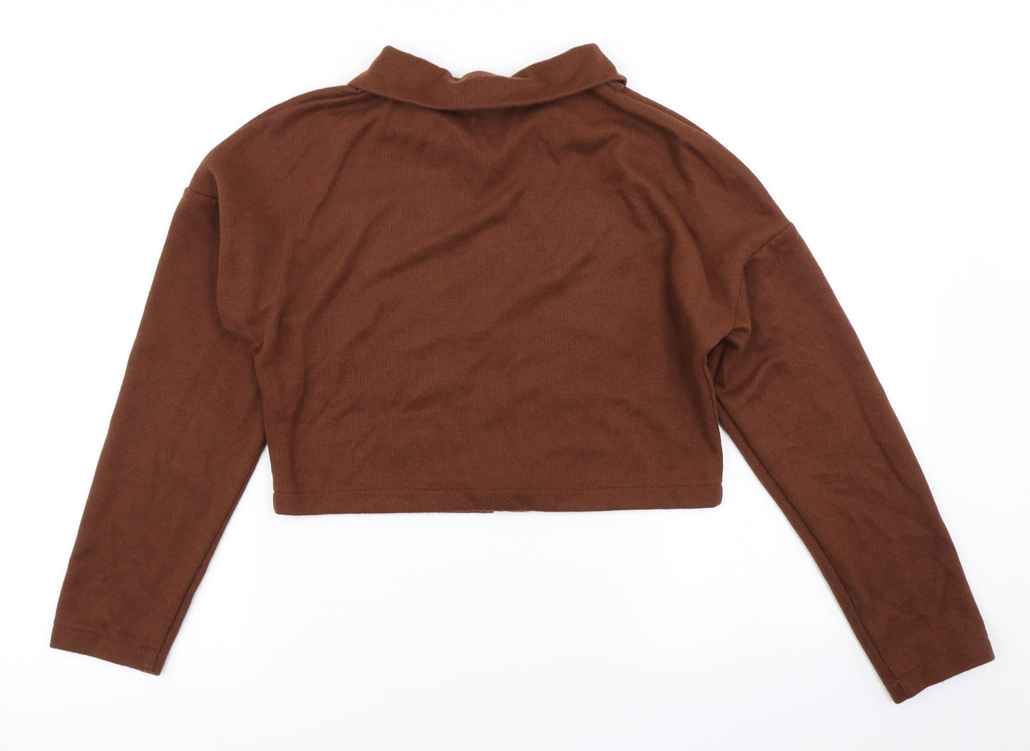 PRETTYLITTLETHING Womens Brown   Cropped T-Shirt Size 6