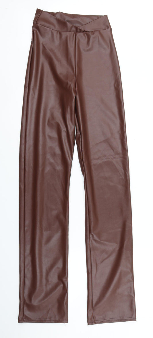 PRETTYLITTLETHING Womens Brown   Trousers  Size 4 L32 in
