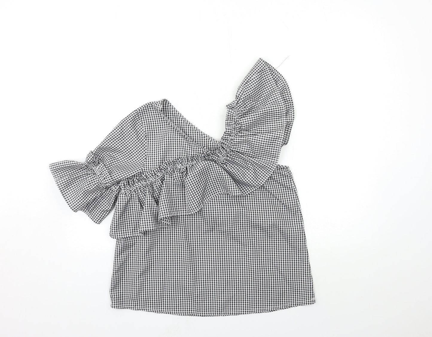 Only Womens Grey Check  Basic Blouse Size M