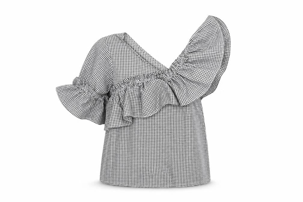 Only Womens Grey Check  Basic Blouse Size M