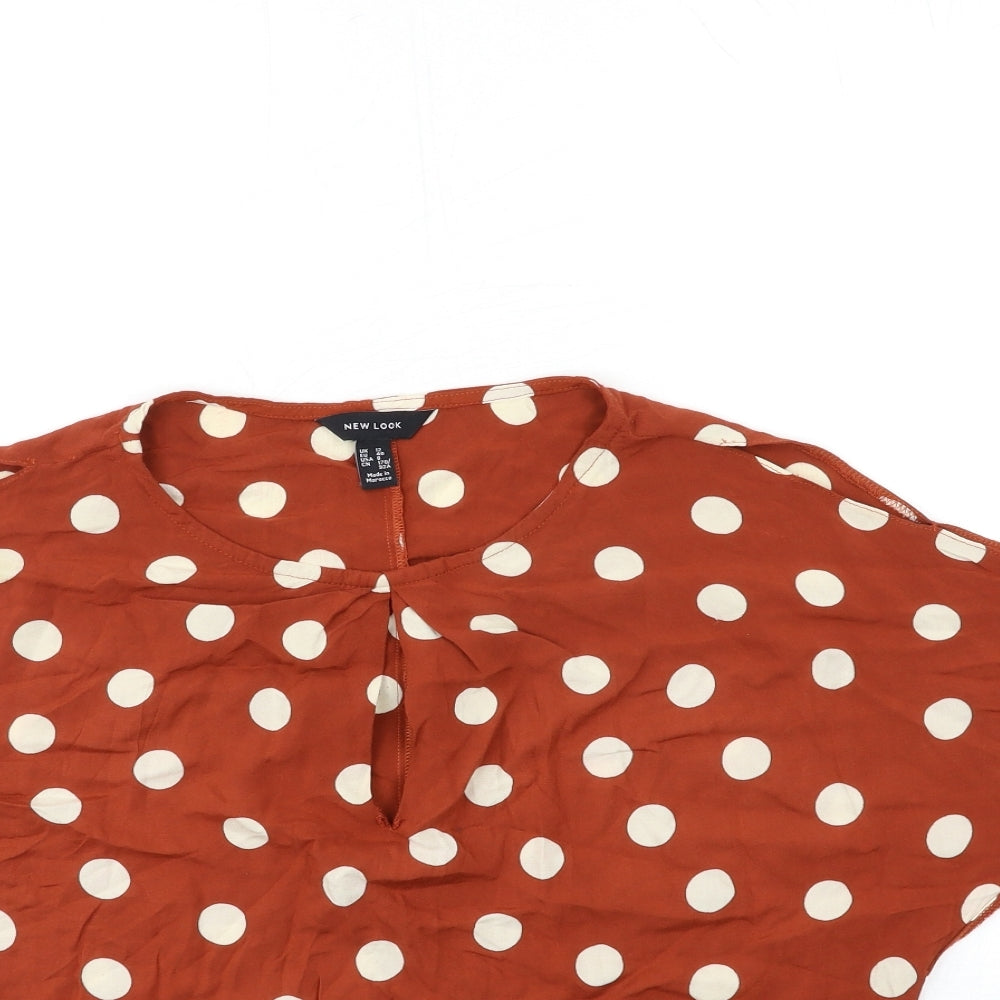 New Look Womens Brown Polka Dot  Basic Blouse Size 12