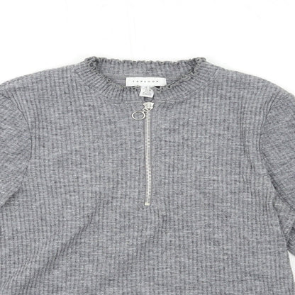 Preloved Topshop Womens Grey  Knit Pullover Jumper Size 14 - Detail