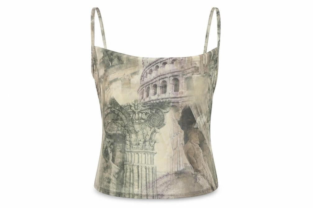 PRETTYLITTLETHING Womens Green Geometric  Basic Tank Size 14