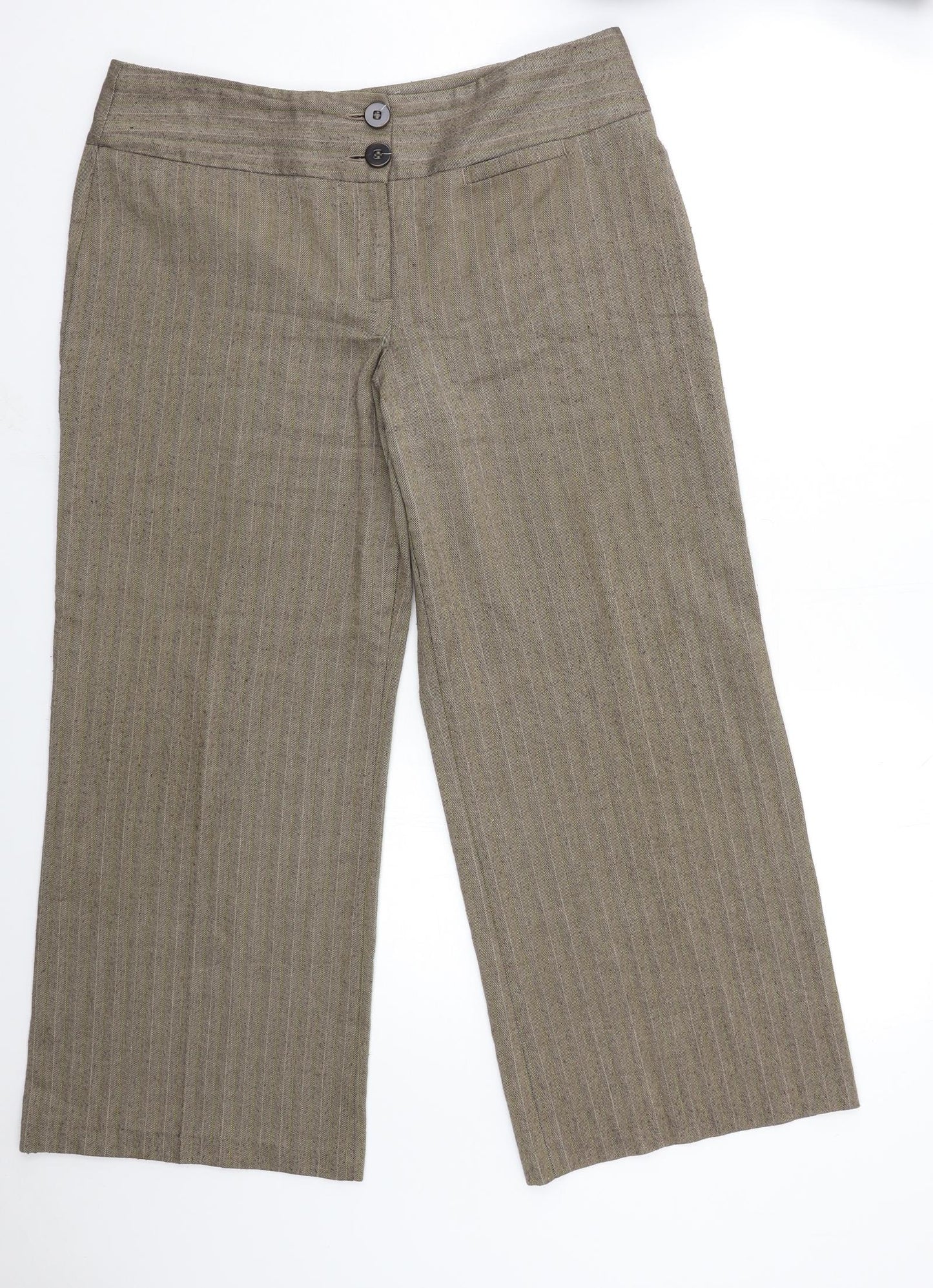 Marks and Spencer Womens Brown Striped  Trousers  Size 16 L28 in