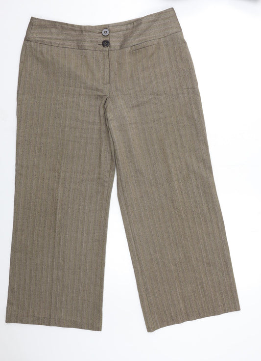 Marks and Spencer Womens Brown Striped  Trousers  Size 16 L28 in