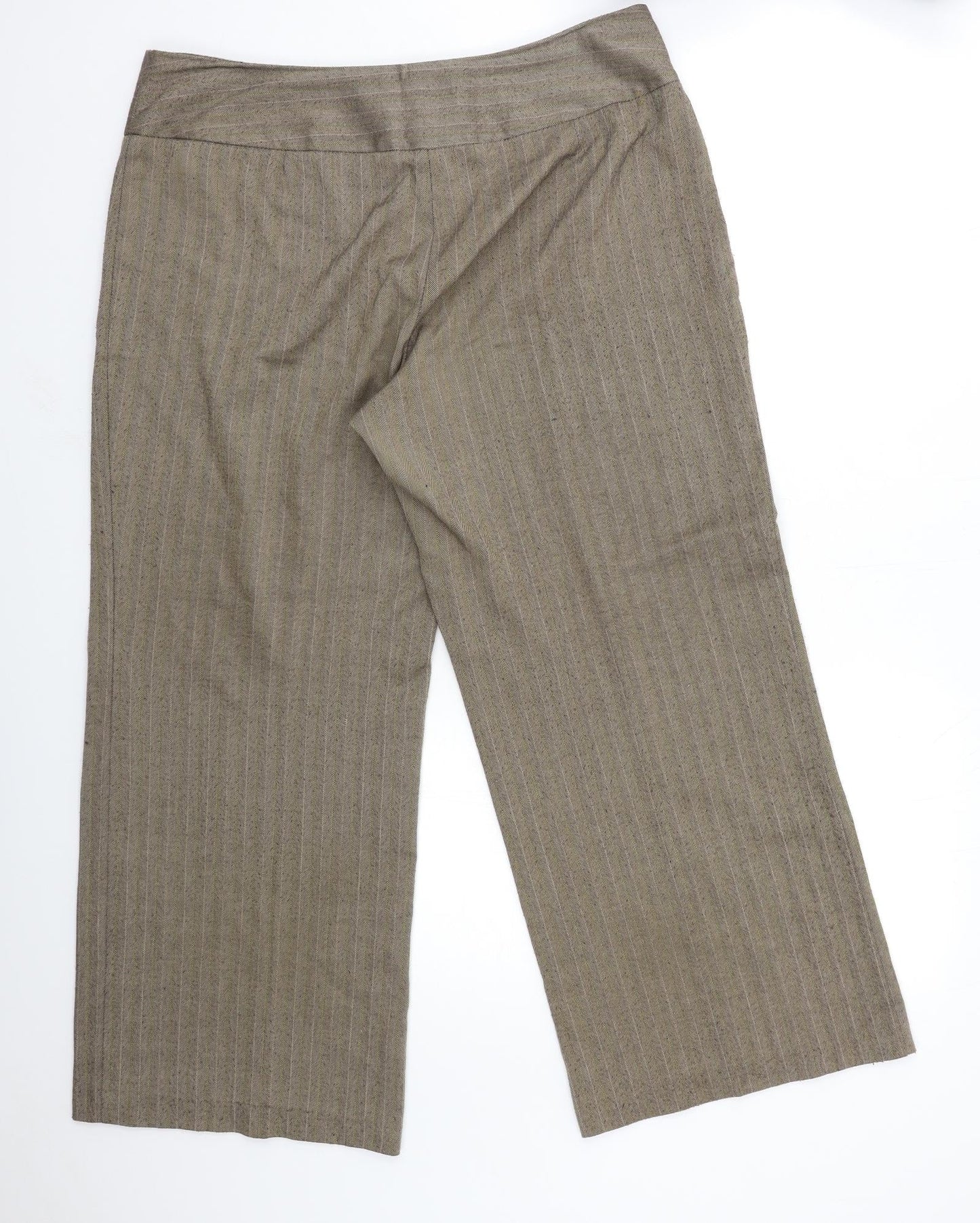 Marks and Spencer Womens Brown Striped  Trousers  Size 16 L28 in