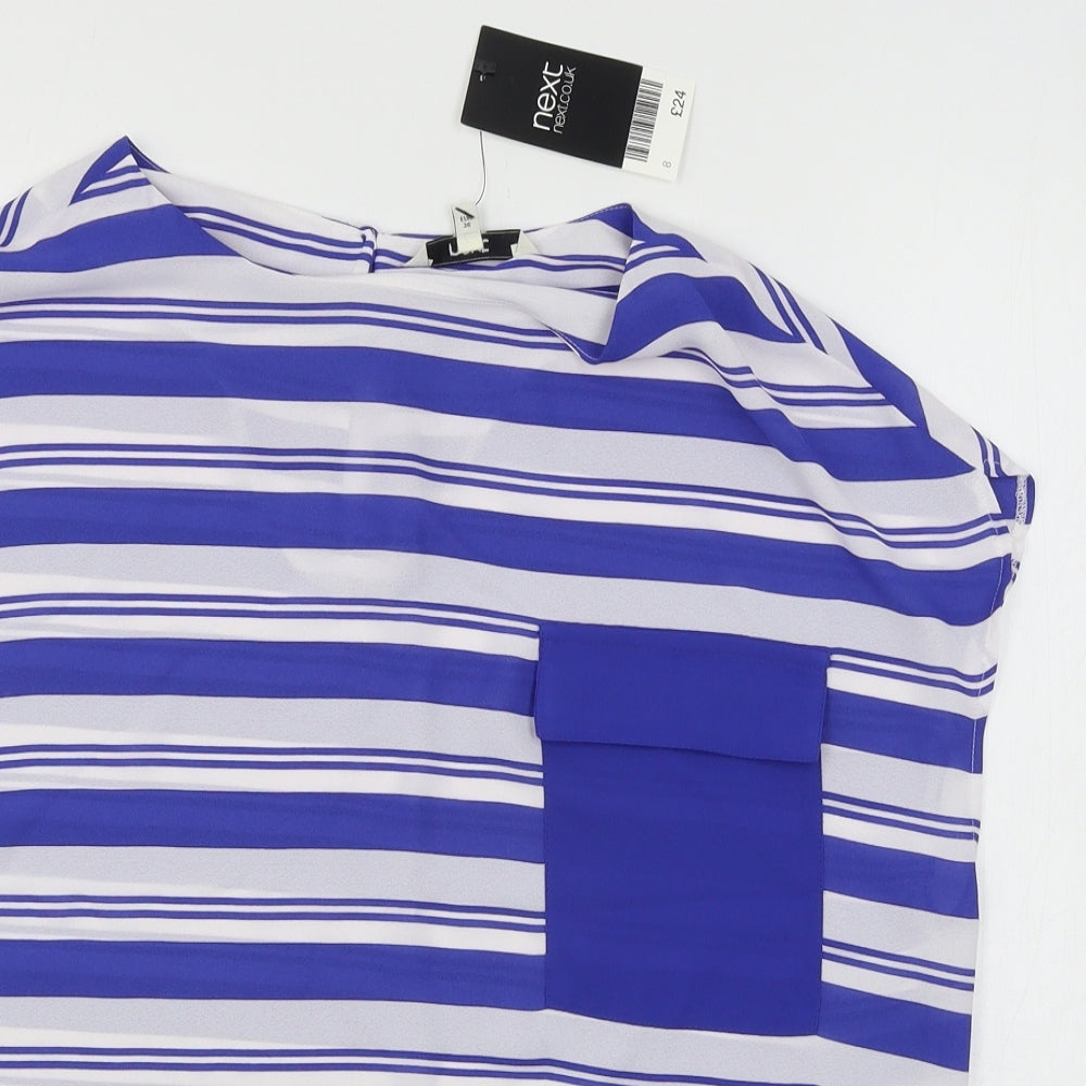 NEXT Womens Blue Striped  Basic Blouse Size 8