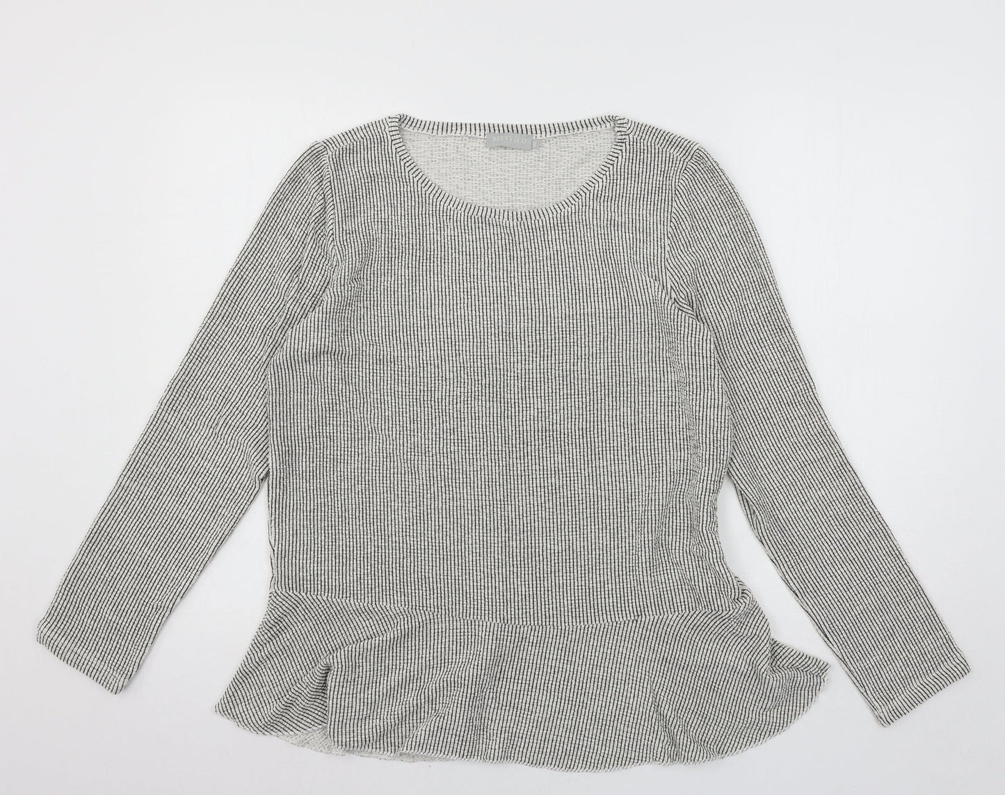 Betty & Co Womens Grey Striped Jersey Basic T-Shirt Size 14