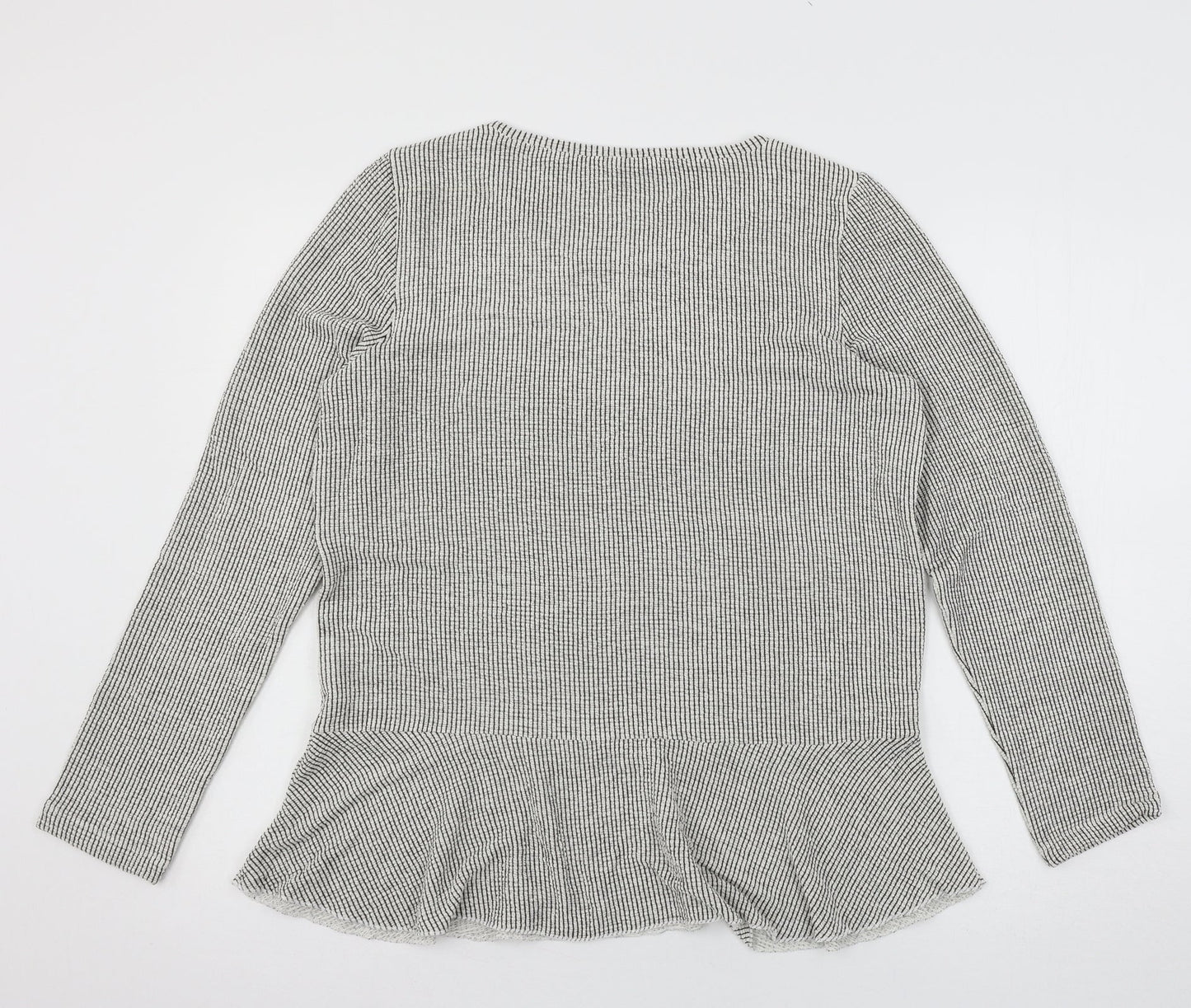 Betty & Co Womens Grey Striped Jersey Basic T-Shirt Size 14