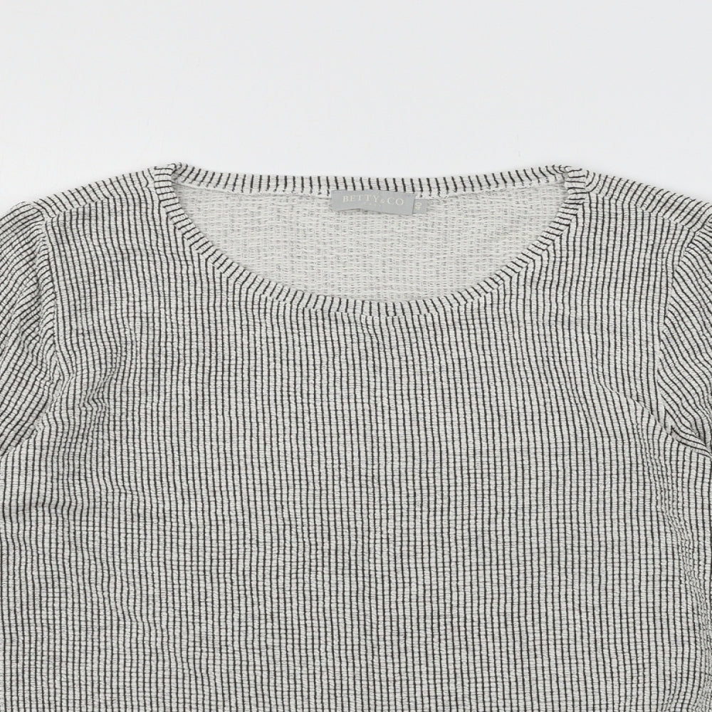 Betty & Co Womens Grey Striped Jersey Basic T-Shirt Size 14