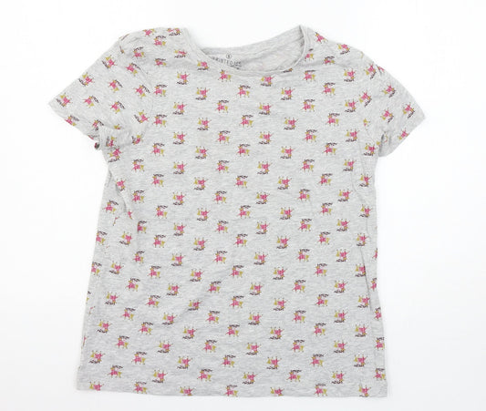 Primark Womens Grey Geometric Jersey Top Pyjama Top Size 10  - Rudolph