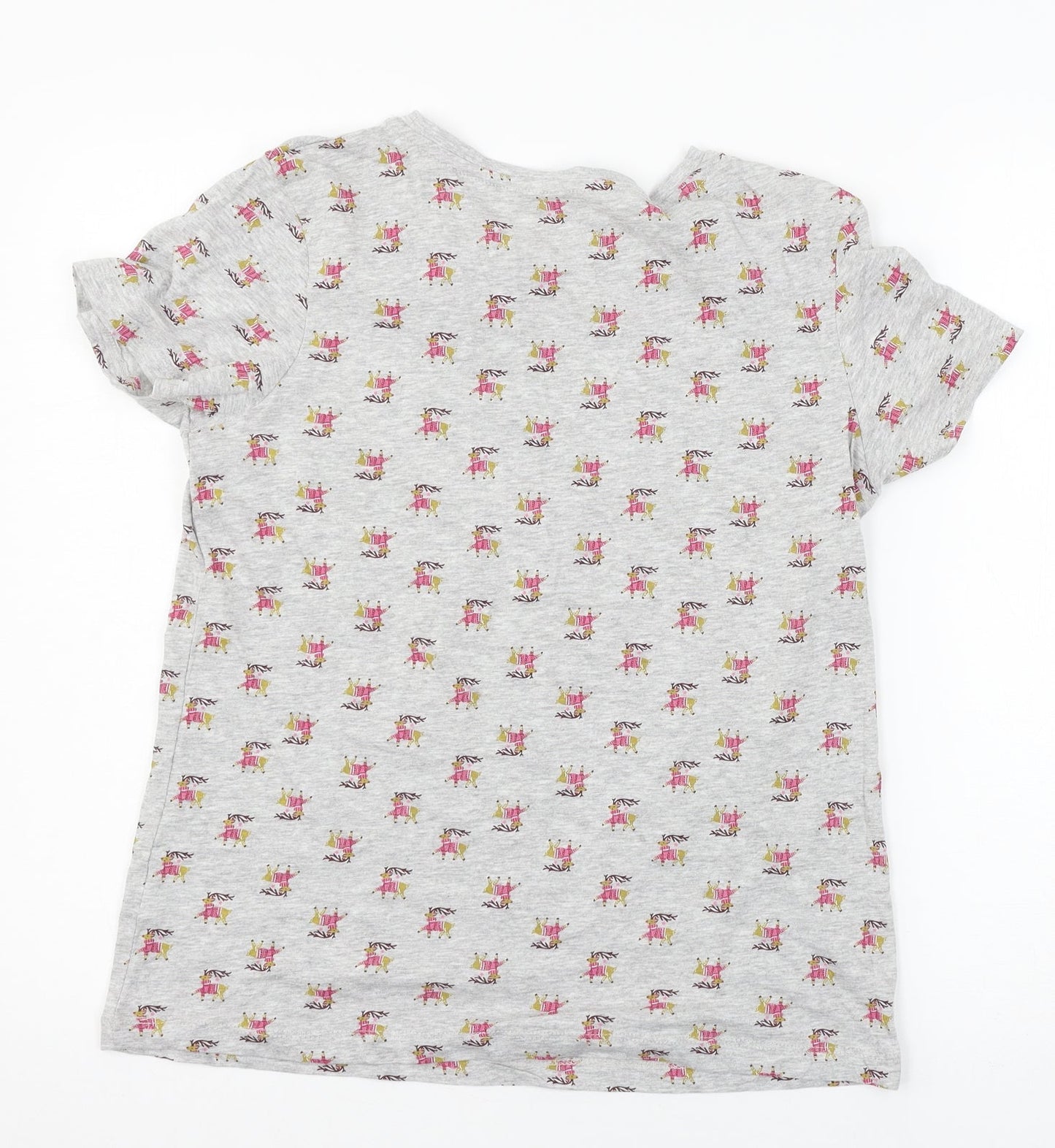 Primark Womens Grey Geometric Jersey Top Pyjama Top Size 10  - Rudolph