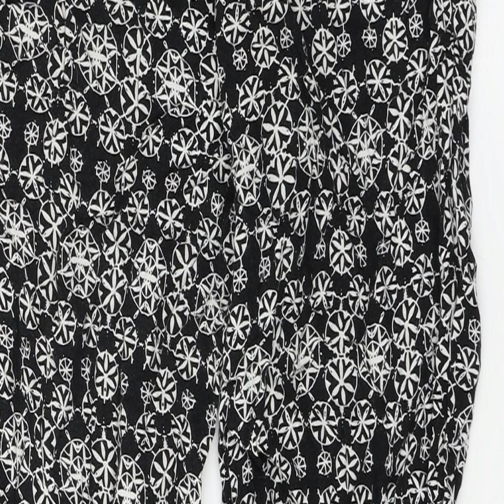 Atmosphere Womens Black Floral  Cropped Trousers Size 8 L24 in