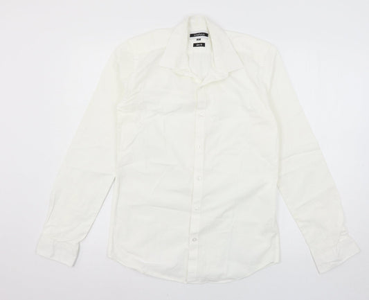 Lime Haus Mens White    Button-Up Size 14.5