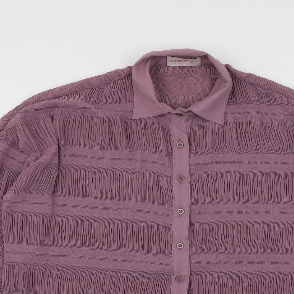 Club L Womens Purple   Basic Button-Up Size 8