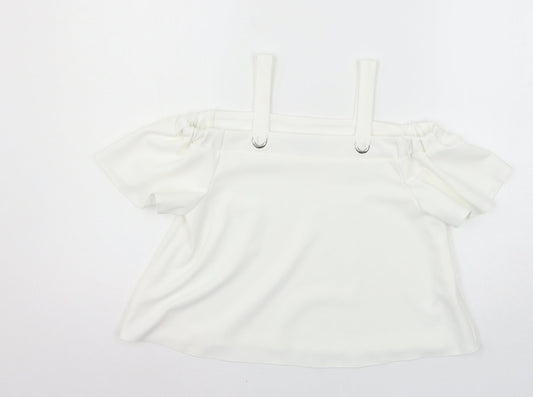 Primark Girls White  Jersey Basic Blouse Size 10-11 Years