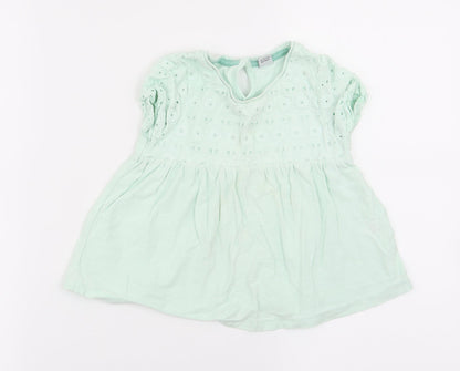 Preloved TU Girls Green Floral  Basic Blouse Size 2-3 Years - Front
