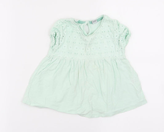 TU Girls Green Floral  Basic Blouse Size 2-3 Years