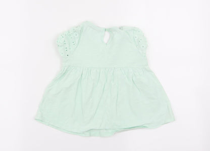 Preloved TU Girls Green Floral  Basic Blouse Size 2-3 Years - Back