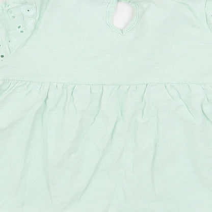 Preloved TU Girls Green Floral  Basic Blouse Size 2-3 Years - Label