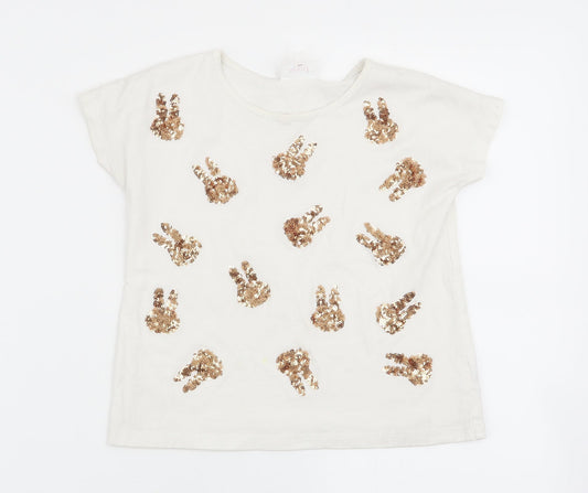 Seed Girls White   Basic T-Shirt Size 4 Years