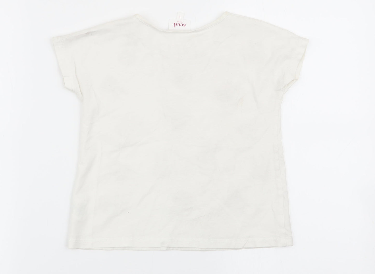 Seed Girls White   Basic T-Shirt Size 4 Years