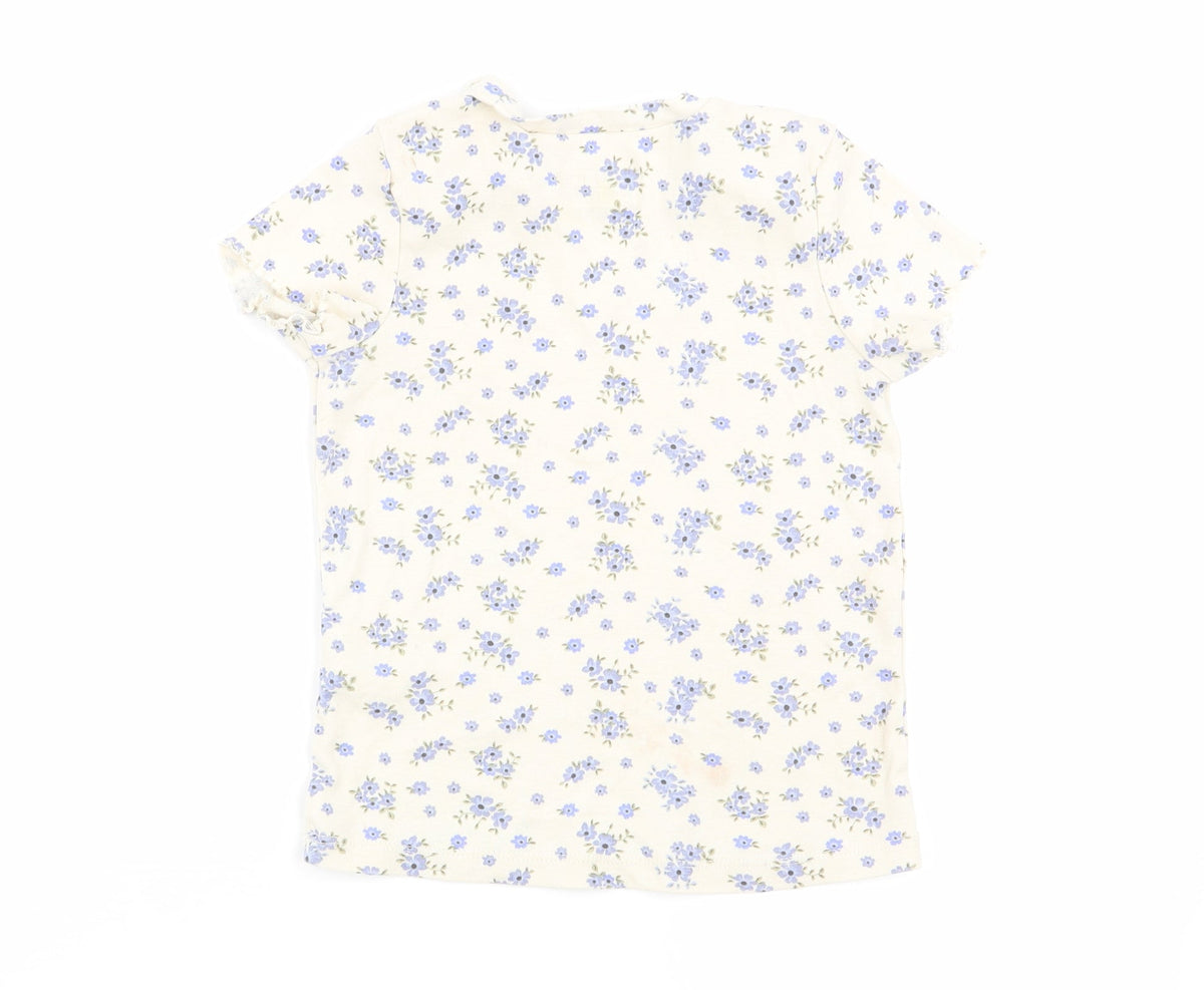 denim and co Girls Beige Fair Isle  Basic T-Shirt Size 4-5 Years