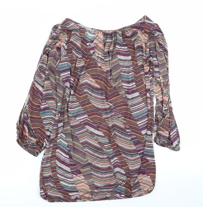 warehouse definitives Womens Multicoloured Geometric  Basic T-Shirt Size 10