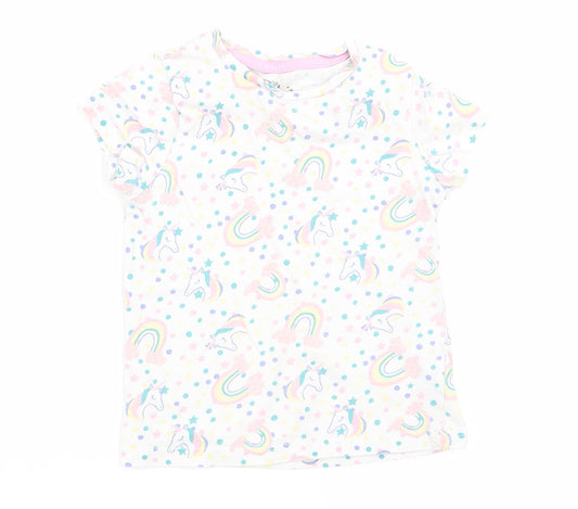 pep and co Girls White Animal Print  Basic T-Shirt Size 3-4 Years