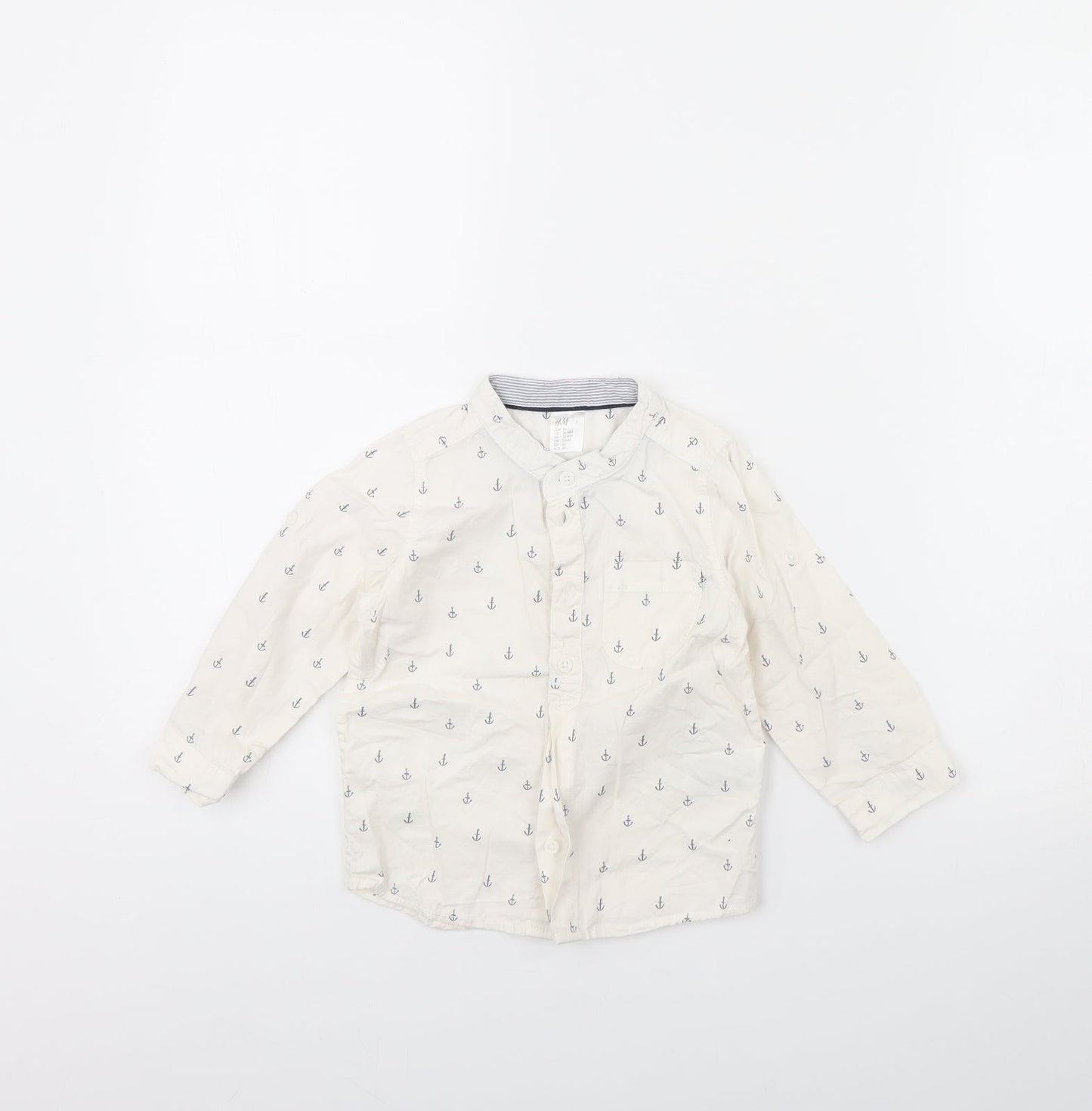 H&M Girls White Spotted  Basic Button-Up Size 12 Months