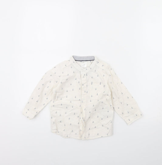 H&M Girls White Spotted  Basic Button-Up Size 12 Months