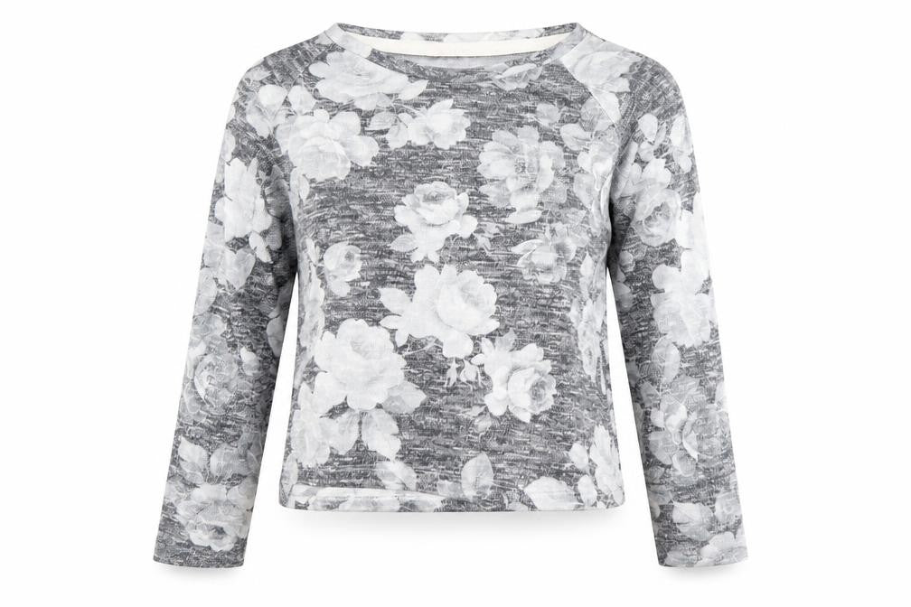 TALLY WEiJL Womens Grey Floral  Pullover Jumper Size XS