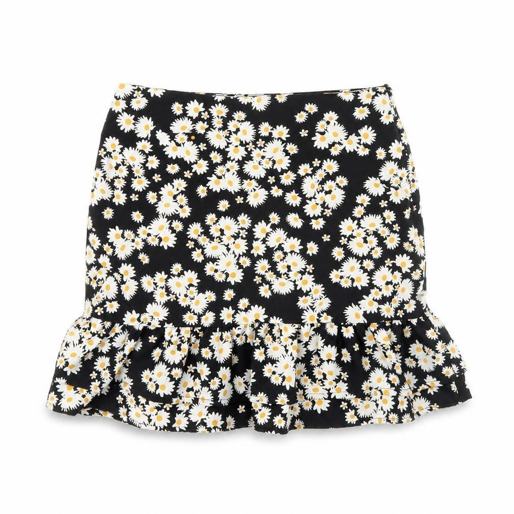 Mini velvet Womens Black Floral  Mini Skirt Size 6