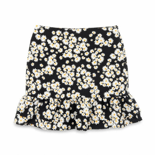Mini velvet Womens Black Floral  Mini Skirt Size 6