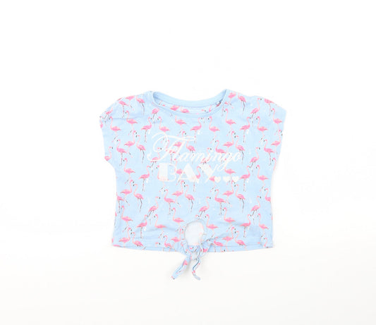 TU Girls Blue Animal Print  Basic T-Shirt Size 4 Years  - Flamingo