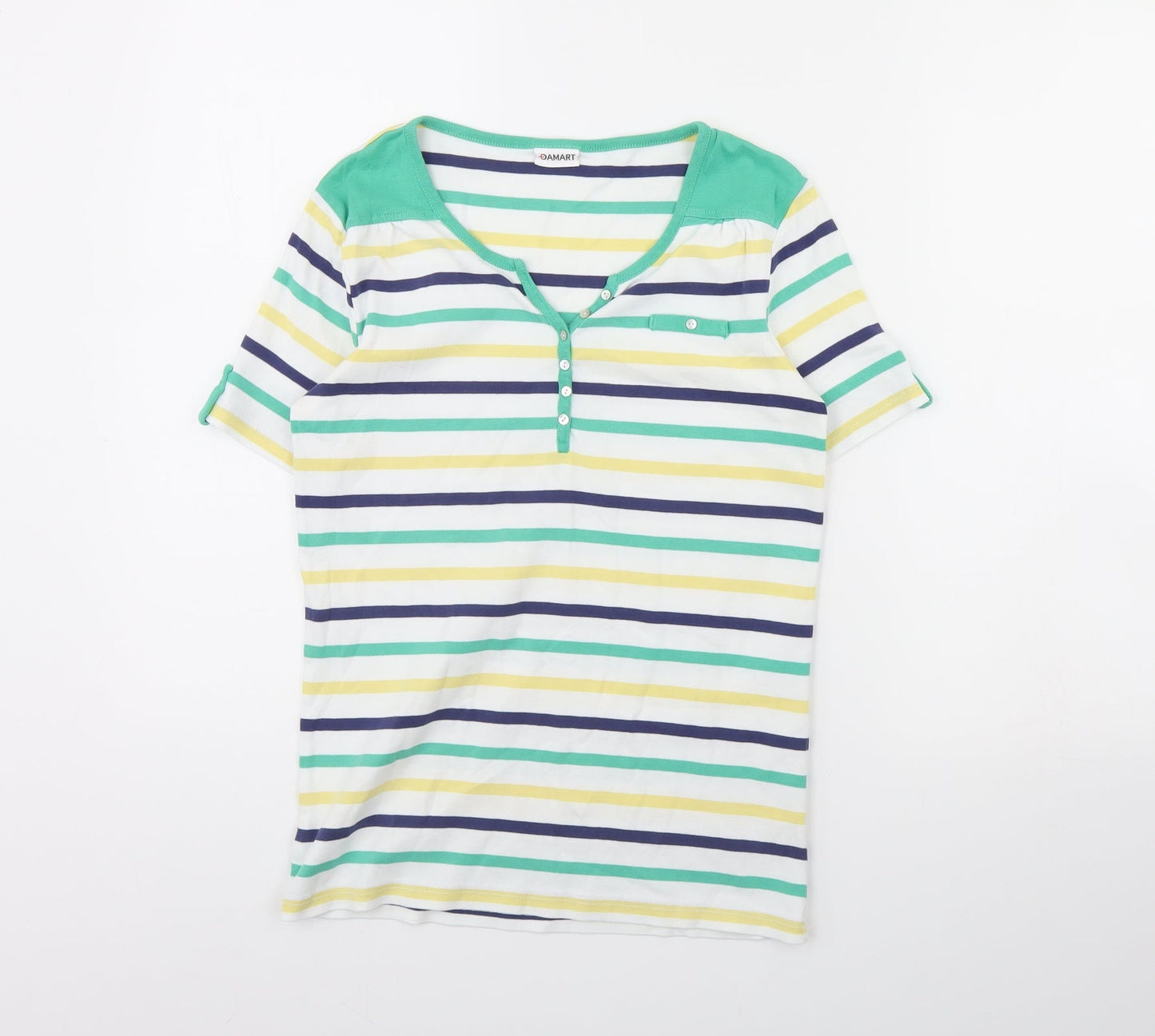 Damart Womens White Striped  Basic Blouse Size 10