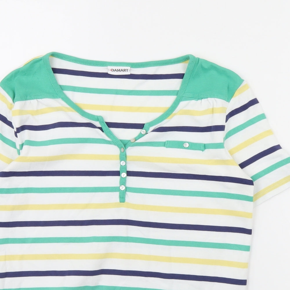 Damart Womens White Striped  Basic Blouse Size 10