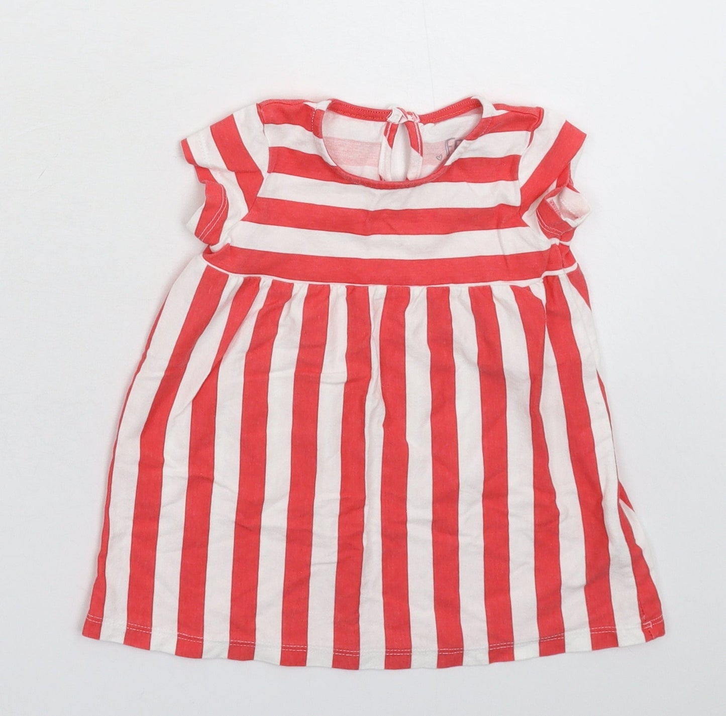 F&F Girls Red Striped  Fit & Flare  Size 6-9 Months
