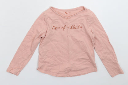 Preloved TU Girls Pink   Basic T-Shirt Size 5 Years - Front