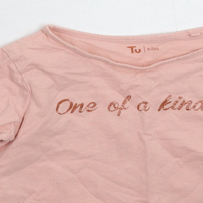 Preloved TU Girls Pink   Basic T-Shirt Size 5 Years - Detail