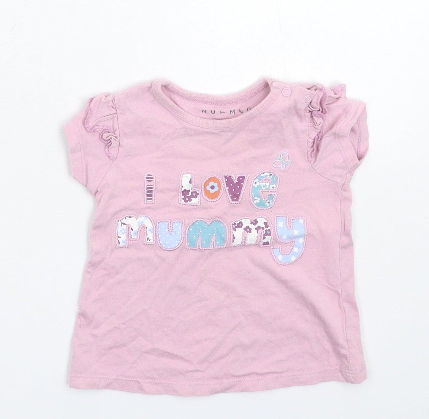 Nutmeg Girls Pink   Basic T-Shirt Size 9-12 Months