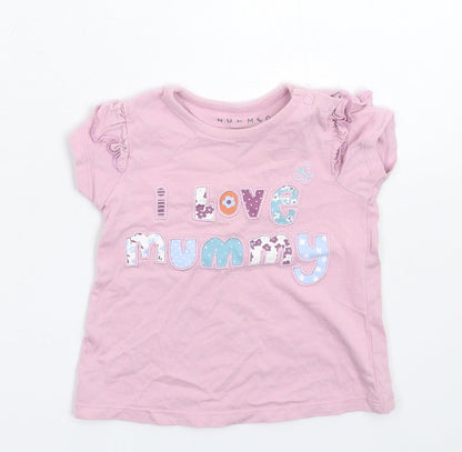 Preloved Nutmeg Girls Pink   Basic T-Shirt Size 9-12 Months - Front